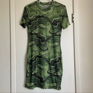 super cool funky marbled see through mesh dress